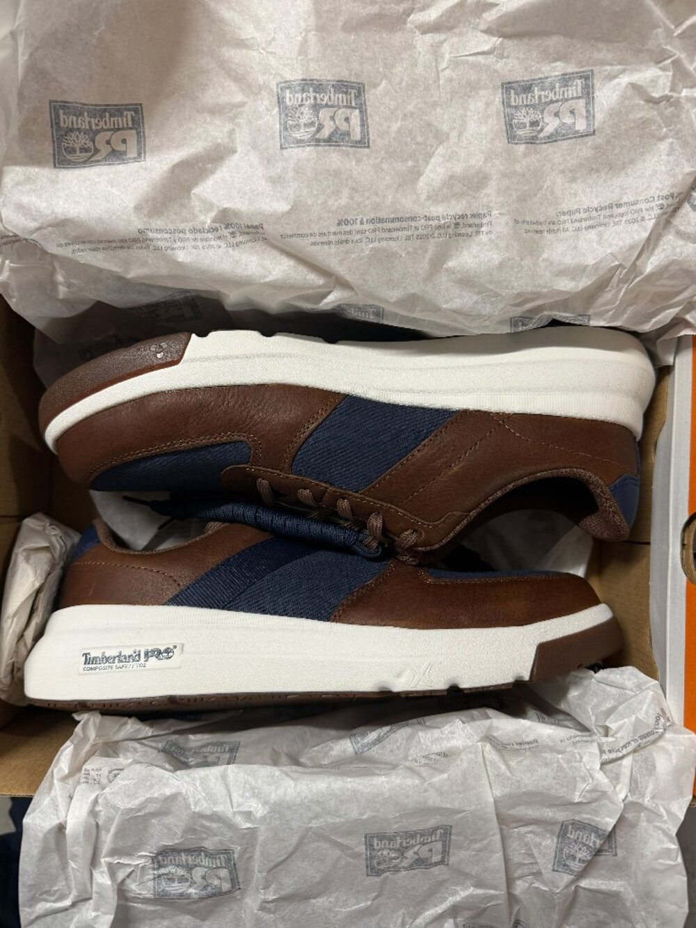 Timberland PRO Bridgeport Composite Toe Work Shoes Brown Navy Men’s 8.5